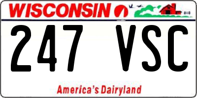 WI license plate 247VSC