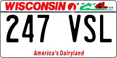 WI license plate 247VSL
