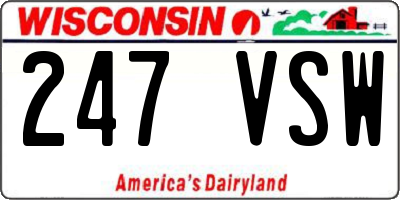 WI license plate 247VSW