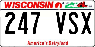 WI license plate 247VSX