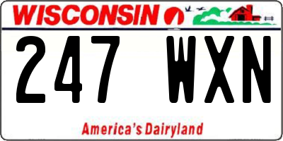 WI license plate 247WXN