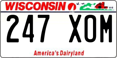 WI license plate 247XOM