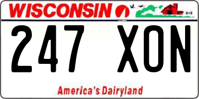 WI license plate 247XON