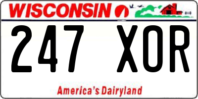 WI license plate 247XOR