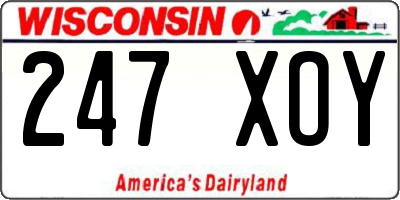 WI license plate 247XOY