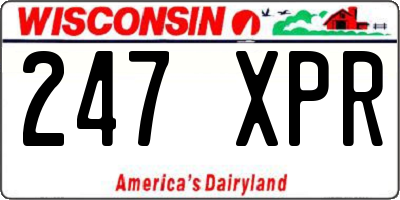 WI license plate 247XPR