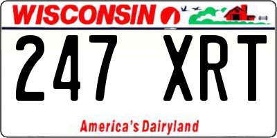 WI license plate 247XRT