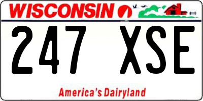 WI license plate 247XSE