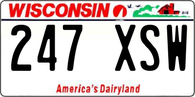 WI license plate 247XSW