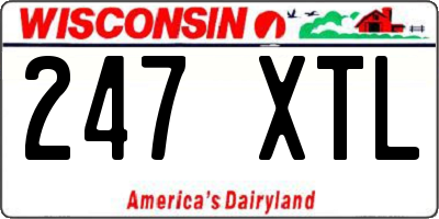 WI license plate 247XTL