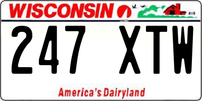 WI license plate 247XTW