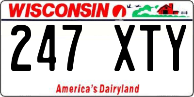 WI license plate 247XTY
