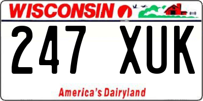 WI license plate 247XUK