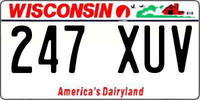 WI license plate 247XUV