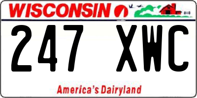 WI license plate 247XWC