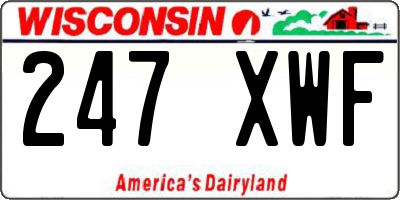WI license plate 247XWF