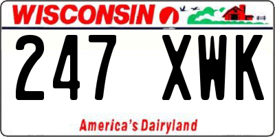 WI license plate 247XWK