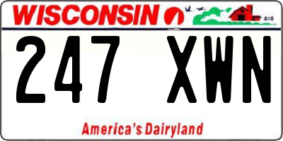 WI license plate 247XWN
