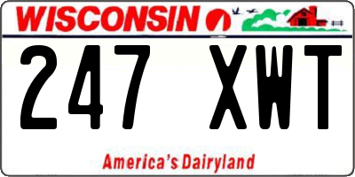 WI license plate 247XWT