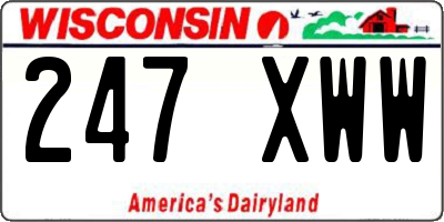 WI license plate 247XWW