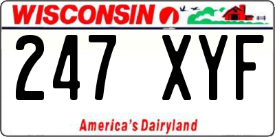 WI license plate 247XYF