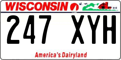 WI license plate 247XYH
