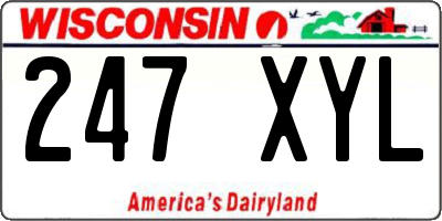 WI license plate 247XYL