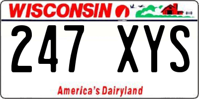 WI license plate 247XYS