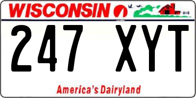 WI license plate 247XYT