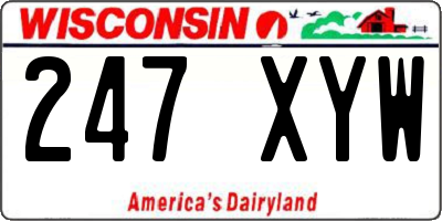 WI license plate 247XYW