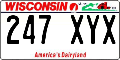 WI license plate 247XYX