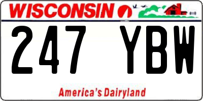 WI license plate 247YBW