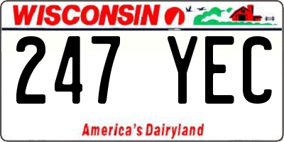 WI license plate 247YEC