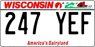 WI license plate 247YEF