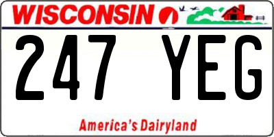 WI license plate 247YEG
