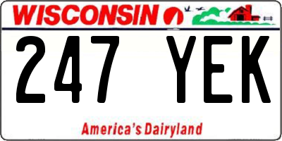 WI license plate 247YEK