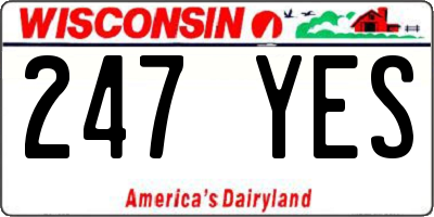 WI license plate 247YES