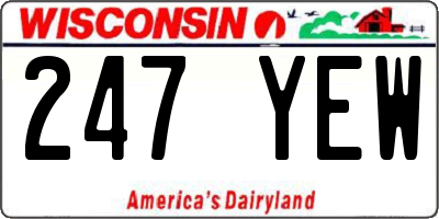 WI license plate 247YEW