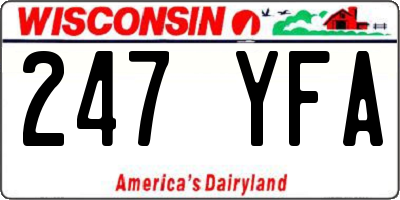 WI license plate 247YFA