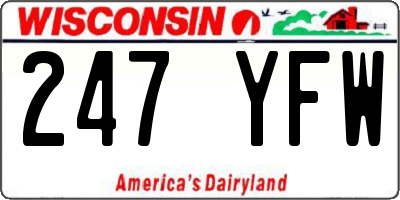 WI license plate 247YFW