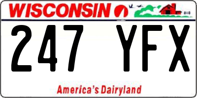 WI license plate 247YFX
