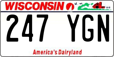 WI license plate 247YGN