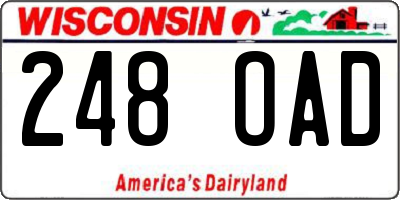 WI license plate 248OAD