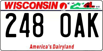 WI license plate 248OAK
