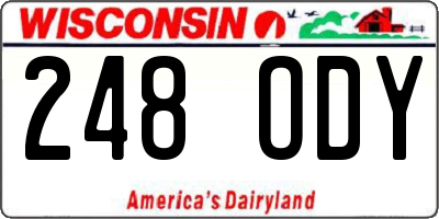 WI license plate 248ODY
