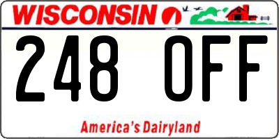 WI license plate 248OFF