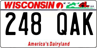 WI license plate 248QAK