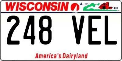 WI license plate 248VEL