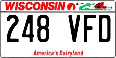 WI license plate 248VFD