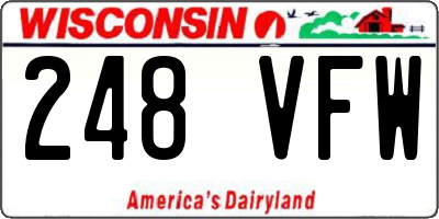 WI license plate 248VFW